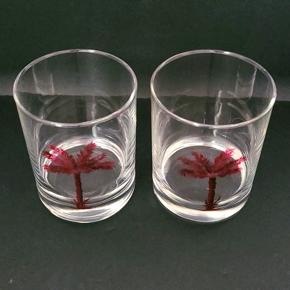 Set of 2 Palm Tree Whiskey Glasses